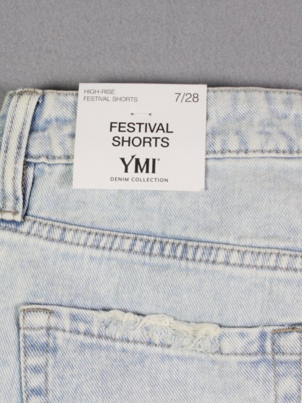 YMI Festival Shorts Women's 7/28 High Rise Light Wash Distressed Cutoff Denim NW - Picture 6 of 7